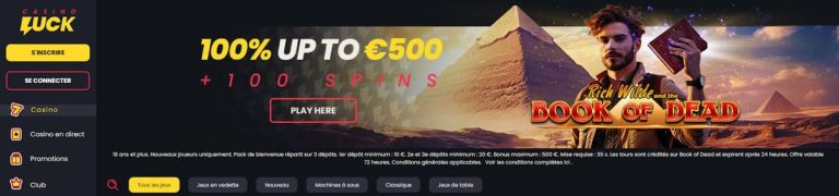 Casino Luck page accueil